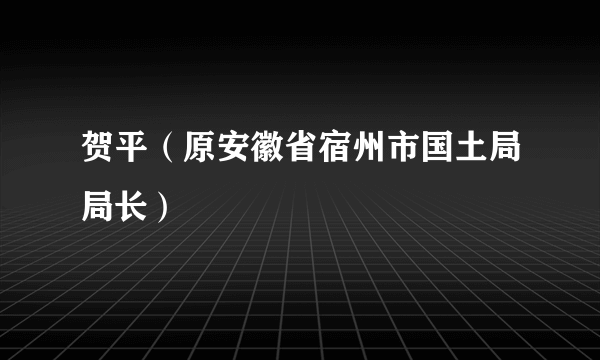 贺平（原安徽省宿州市国土局局长）