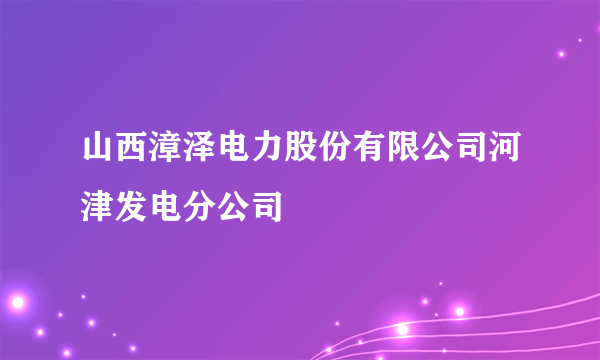 山西漳泽电力股份有限公司河津发电分公司