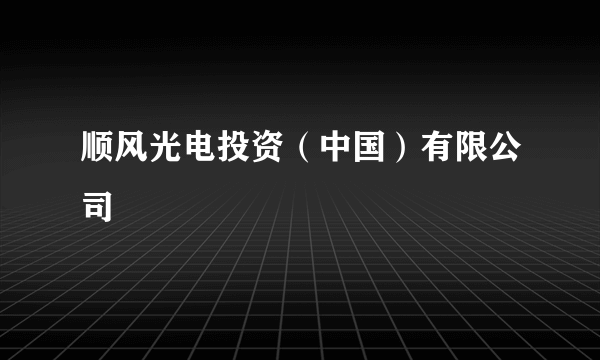 顺风光电投资（中国）有限公司