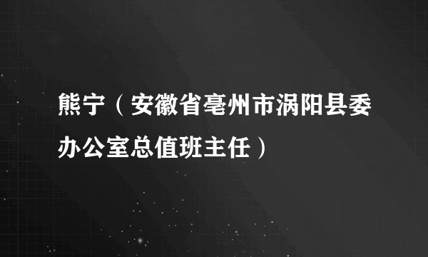 熊宁（安徽省亳州市涡阳县委办公室总值班主任）