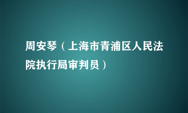 周安琴（上海市青浦区人民法院执行局审判员）