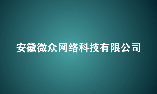 安徽微众网络科技有限公司