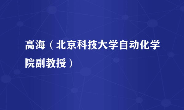 高海（北京科技大学自动化学院副教授）