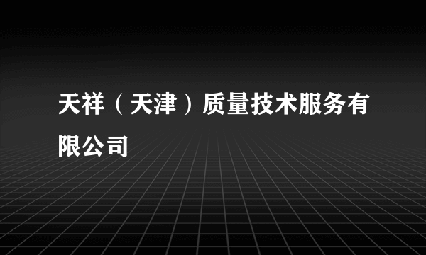 天祥（天津）质量技术服务有限公司