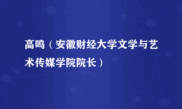 高鸣（安徽财经大学文学与艺术传媒学院院长）