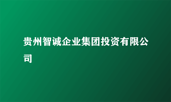 贵州智诚企业集团投资有限公司