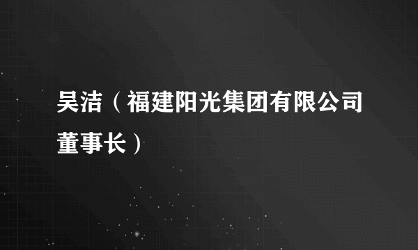 吴洁（福建阳光集团有限公司董事长）