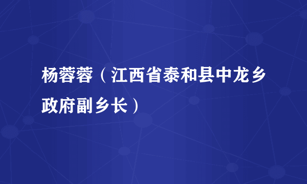 杨蓉蓉（江西省泰和县中龙乡政府副乡长）