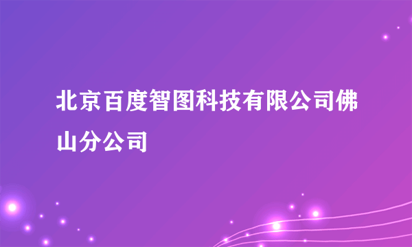 北京百度智图科技有限公司佛山分公司