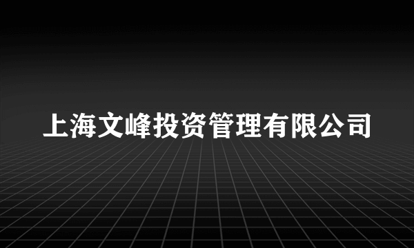 上海文峰投资管理有限公司