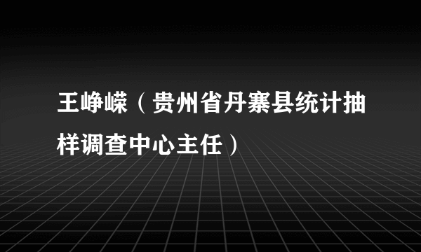 王峥嵘（贵州省丹寨县统计抽样调查中心主任）