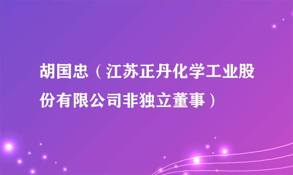 胡国忠（江苏正丹化学工业股份有限公司非独立董事）