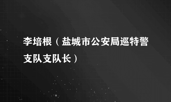 李培根（盐城市公安局巡特警支队支队长）