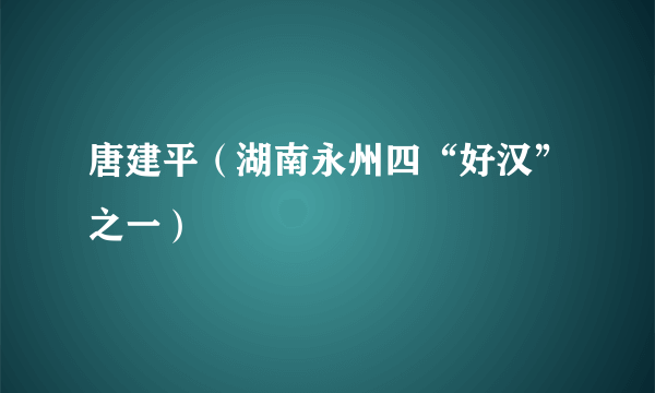 唐建平（湖南永州四“好汉”之一）