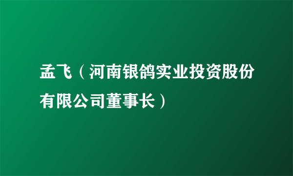 孟飞（河南银鸽实业投资股份有限公司董事长）