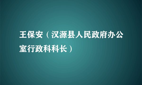 王保安（汉源县人民政府办公室行政科科长）