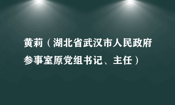 黄莉（湖北省武汉市人民政府参事室原党组书记、主任）