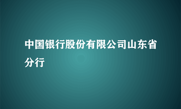 中国银行股份有限公司山东省分行