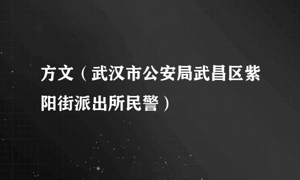 方文（武汉市公安局武昌区紫阳街派出所民警）