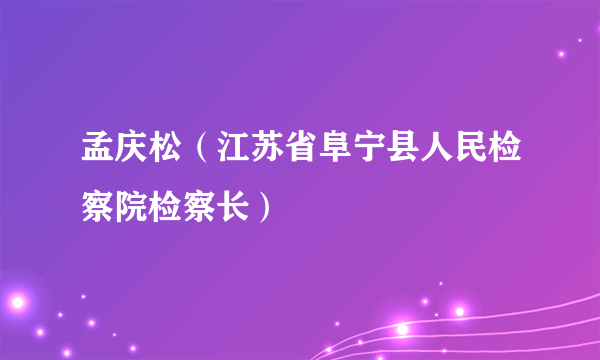 孟庆松（江苏省阜宁县人民检察院检察长）