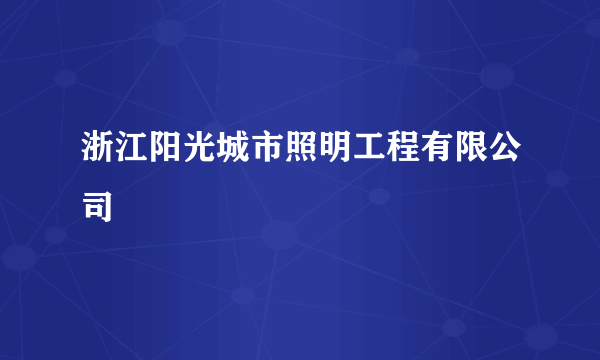 浙江阳光城市照明工程有限公司