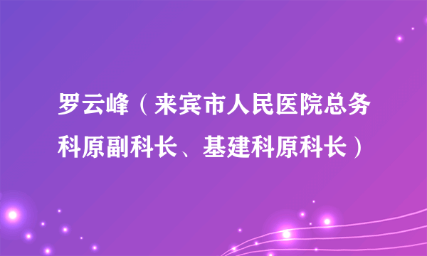 罗云峰（来宾市人民医院总务科原副科长、基建科原科长）