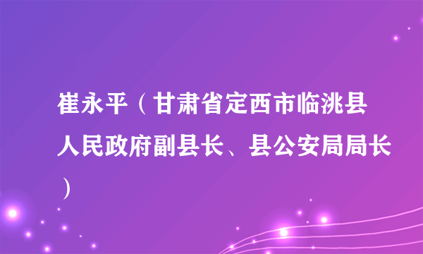 崔永平（甘肃省定西市临洮县人民政府副县长、县公安局局长）