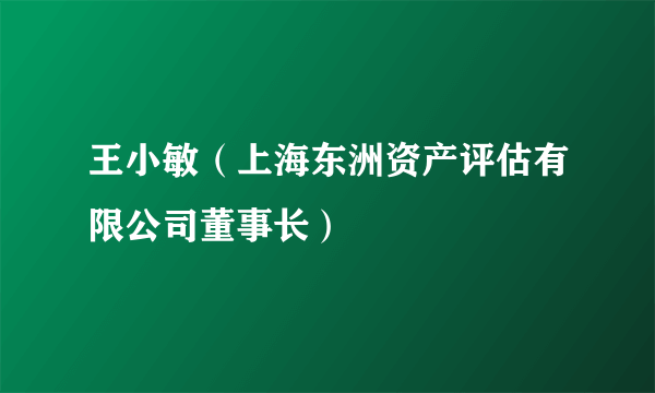 王小敏（上海东洲资产评估有限公司董事长）