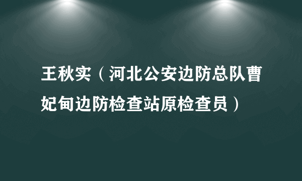 王秋实（河北公安边防总队曹妃甸边防检查站原检查员）