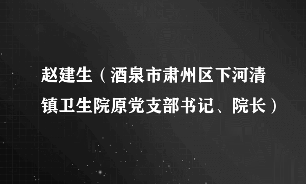 赵建生（酒泉市肃州区下河清镇卫生院原党支部书记、院长）