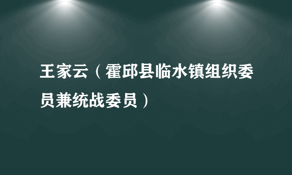 王家云（霍邱县临水镇组织委员兼统战委员）