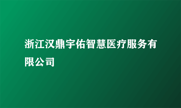 浙江汉鼎宇佑智慧医疗服务有限公司