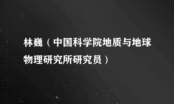 林巍（中国科学院地质与地球物理研究所研究员）