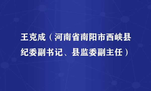 王克成（河南省南阳市西峡县纪委副书记、县监委副主任）