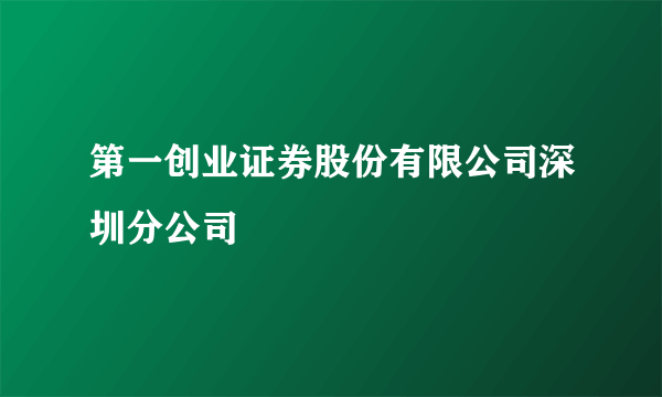 第一创业证券股份有限公司深圳分公司