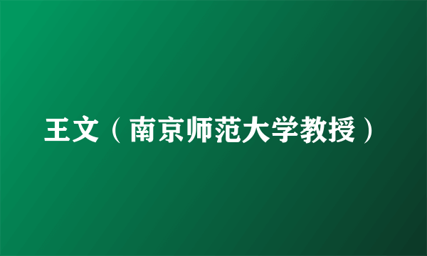 王文（南京师范大学教授）