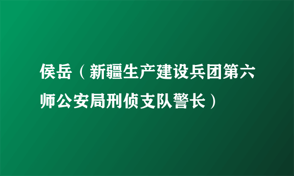 侯岳（新疆生产建设兵团第六师公安局刑侦支队警长）