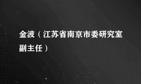 金波（江苏省南京市委研究室副主任）