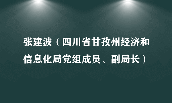 张建波（四川省甘孜州经济和信息化局党组成员、副局长）