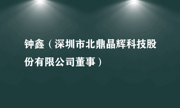 钟鑫（深圳市北鼎晶辉科技股份有限公司董事）