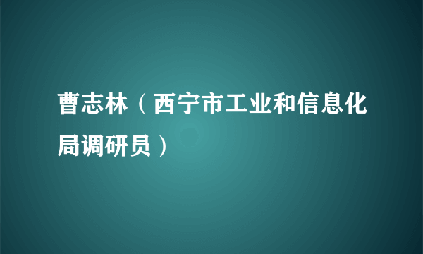 曹志林（西宁市工业和信息化局调研员）