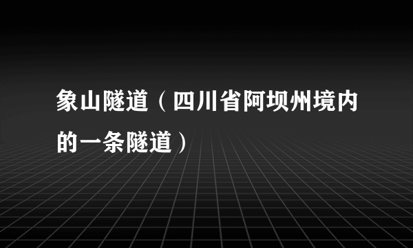 象山隧道（四川省阿坝州境内的一条隧道）