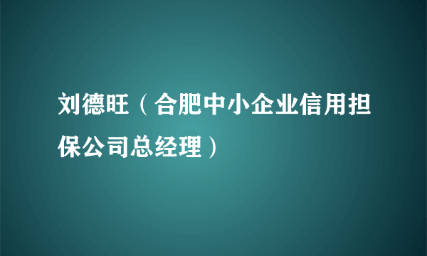 刘德旺（合肥中小企业信用担保公司总经理）