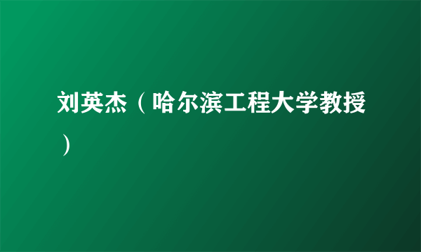 刘英杰（哈尔滨工程大学教授）