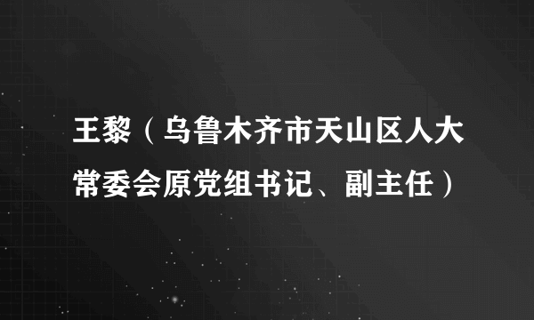 王黎（乌鲁木齐市天山区人大常委会原党组书记、副主任）