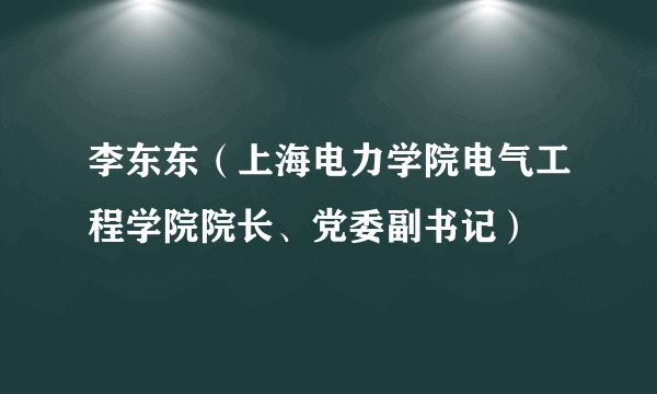 李东东（上海电力学院电气工程学院院长、党委副书记）