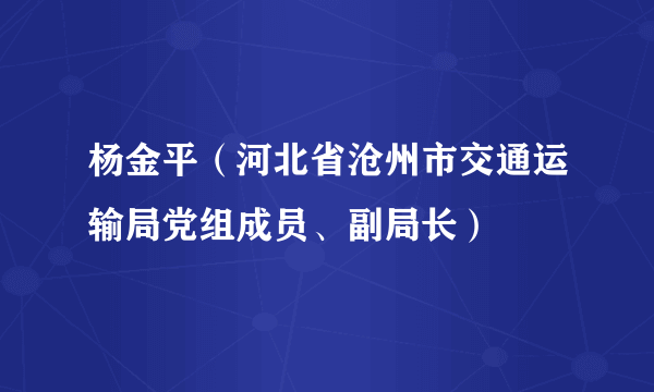 杨金平（河北省沧州市交通运输局党组成员、副局长）