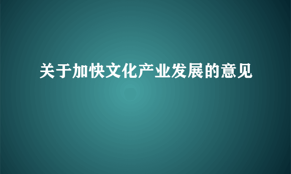 关于加快文化产业发展的意见