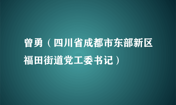 曾勇（四川省成都市东部新区福田街道党工委书记）