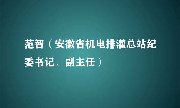 范智（安徽省机电排灌总站纪委书记、副主任）